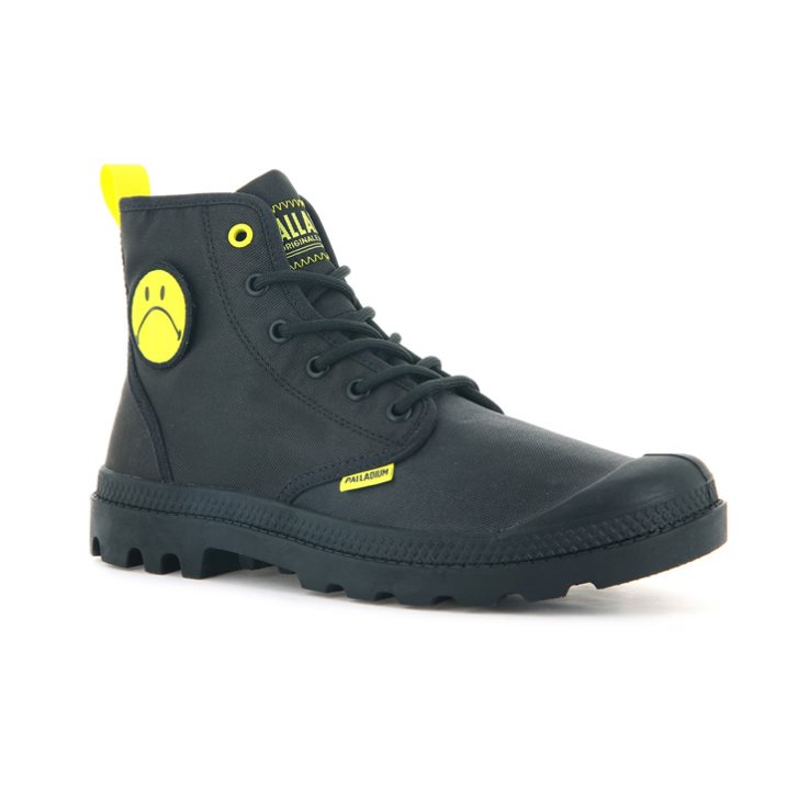 Palladium Pampa Smiley Change Men's Boots Black | UK K857-PWS